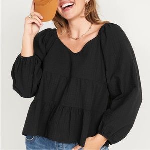 Barely Worn Old Navy Seersucker Tiered Blouse